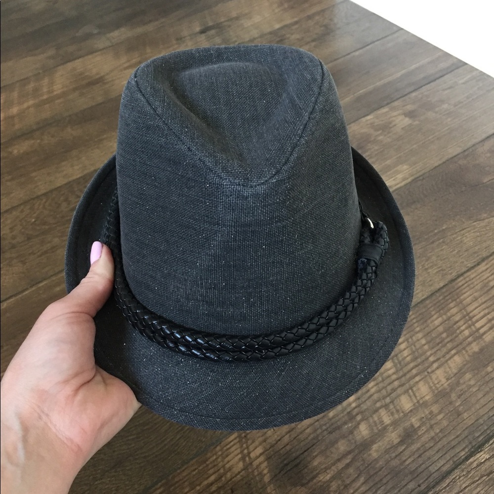 Calvin Klein Charcoal Gray Fedora Hat with Braided Band
